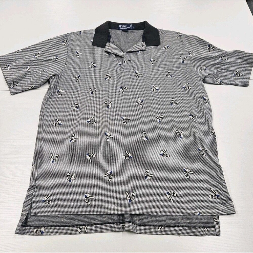 Polo Golf Ralph Lauren All‑Over Golf Shoe Print Polo L Large Shirt